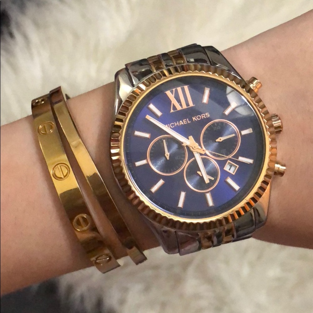 MICHAEL KORS two tone unisex watch with large face